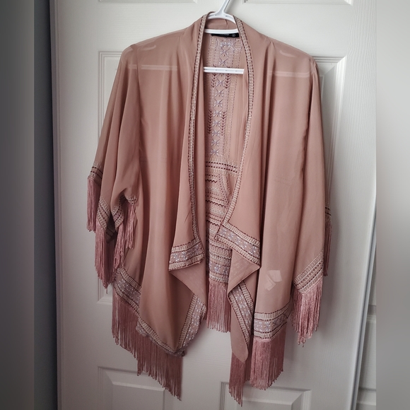 Fringe Trim Kimono - Picture 2 of 7